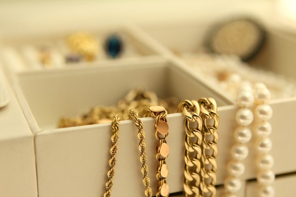Gold jewelry in a box
