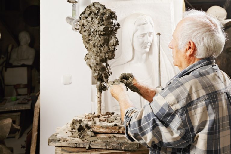 old man sculpting