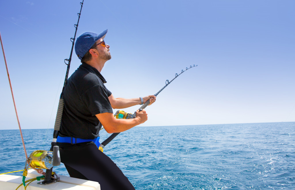 Enjoying vacation by fishing