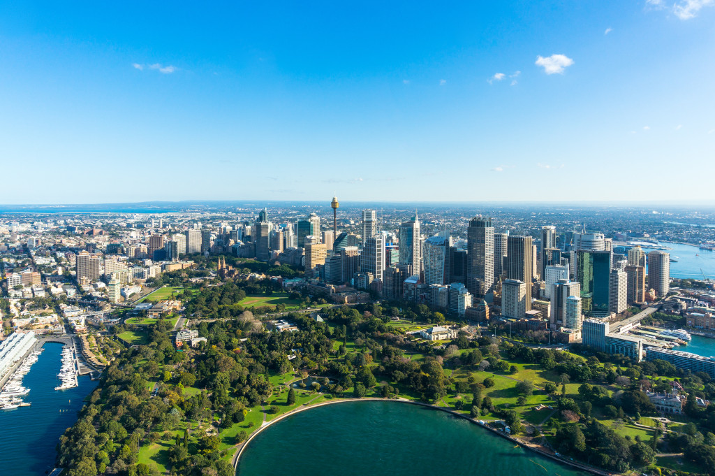 sydney business district top view