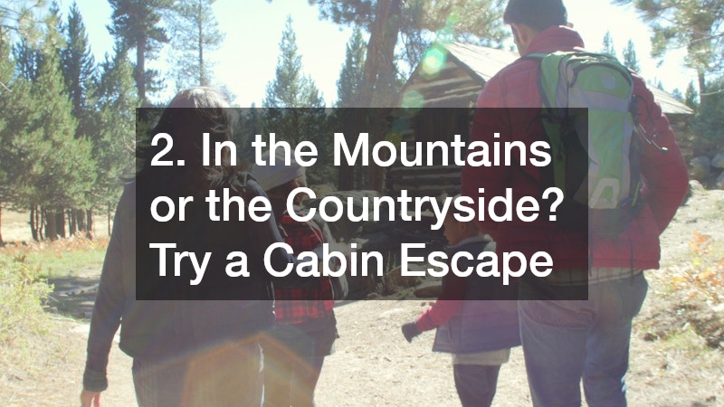 a family going to a log cabin